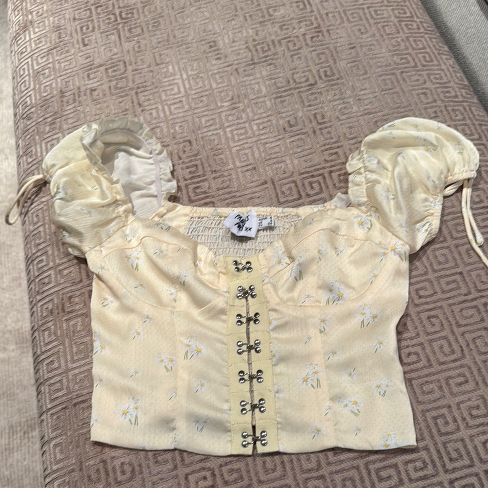 Princess Polly light yellow floral corset top size US 2
